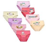 FedMois Culotte Fille Coton Slip sous-vêtement, Lot de 8, Canards et Lapins, 7-9 Ans