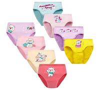 FedMois Culotte Fille Coton Slip sous-vêtement, Lot de 8, Ours et Licornes, 7-9 Ans