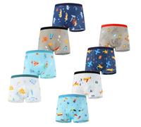 FedMois Culotte Garçon Coton Boxer sous-vêtement 3-11 Ans, Lot de 8, Avions et navires, 3-5 Ans