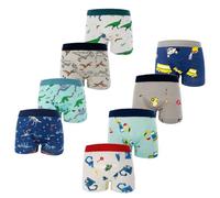 FedMois Culotte Garçon Coton Boxer sous-vêtement 3-11 Ans, Lot de 8, Dinosaures et Voitures, 5-7 Ans