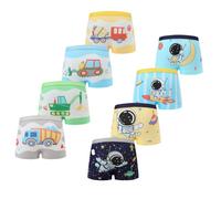 FedMois Culotte Garçon Coton Boxer sous-vêtement, Lot de 8, Voitures et Astronautes, 7-9 Ans