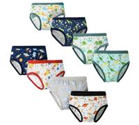 FedMois Culotte Slips en Coton pour Garçons Boxer sous-vêtement, Lot de 8, Dinosaures et Planètes, 7-9 Ans