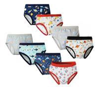 FedMois Culotte Slips en Coton pour Garçons Boxer sous-vêtement, Lot de 8, Requins et Planètes, 9-11 Ans