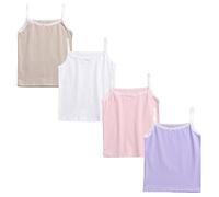 FedMois Débardeurs en Coton Fille, Lot de 4, Couleurs Solides, 2-3 Ans