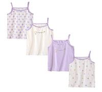 FedMois Débardeurs en Coton Fille, Lot de 4, Violet, 3-4 Ans