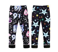 FedMois Lot de 2 Collant Leggings Polaire Chaud Pantalon Thermique épais Hiver Fille, étoile et Nombre, 3-4 Ans