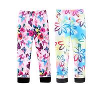 FedMois Lot de 2 Collant Leggings Polaire Chaud Pantalon Thermique épais Hiver Fille, Papillon et Fleurs, 5-7 Ans