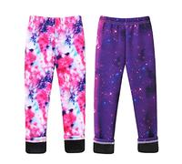 FedMois Lot de 2 Collant Leggings Polaire Chaud Pantalon Thermique épais Hiver Fille, Univers, 8-10 Ans