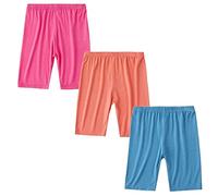 FedMois Lot de 3 Legging Court Short de Sport Panty Cyclistes Fille, Bleu, Orange et Rouge, 5 Ans