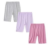 FedMois Lot de 3 Legging Court Short de Sport Panty Cyclistes Fille, Gris, Violet et Rose, 9-10 Ans