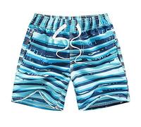 FedMois Short de Bain pour Garçon et Enfant Maillot de Bain avec Slip Intérieur en Filet Séchage Rapide, Ciel Bleu, 7-8 Ans