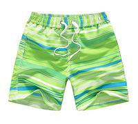FedMois Short de Bain pour Garçon et Enfant Maillot de Bain avec Slip Intérieur en Filet Séchage Rapide, Vert, 5-6 Ans