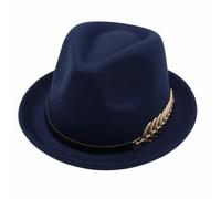 Fedora Casquette jazz classique à bord court Panama Chapeau élégant pour homme et femme, bleu, Taille unique