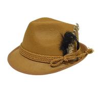 Fedora Chapeau gris allemand avec corde marron et plumes | OktoberfestHaus Gwy288 (kaki, taille unique)