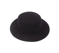 Fedora Chapeau plat classique noir à large bord plat pour gâteau de porc, casquette réglable pour église Derby pour mariage, fête, spectacle de performance, noir, Taille Unique