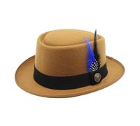 Fedora Chapeau traditionnel Fedora pour homme et femme - Style traditionnel - Avec plume - Unisexe - Pour la fête de la bière - Occasions spéciales, Z01 - Beige., taille unique
