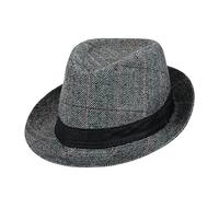 Fedora Trilby Chapeau Panama à bord court pour homme - Chapeau britannique vintage en feutre de laine - Casquette melon jazz danseurs gangsters rappeurs cowboy gentleman Fedoras Manhattan pour fête