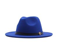 Fedora Vintage Hommes à Large Bord 20 50 Panama, Bleu, Taille Unique, Chapeau d'Hiver à Ceinture et Bukle