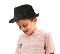 Fedoras Casquettes pour enfants et garçons de 4 à 8 ans - En feutre - Style classique - Taille S-M, Noir , 4-8 ans