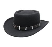 Fedoras en laine élégante avec faux décors ethniques spectacle de scène haut pour les amateurs de style occidental et les fêtes cosplay thème de fête