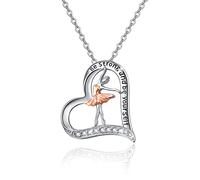 Fée Clochette Chaîne En Argent Sterling Ballet Collier pour Femmes Ballerine Danse Coeur Pendentif Bijoux Amour Collier Cadeaux pour Filles Femmes Fille Danseuse Enfants cadeau de fête des mères