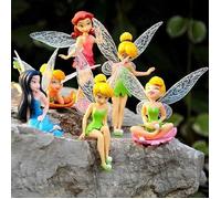 Fée Clochette en PVC pour filles, 6 pièces/ensemble, jouets, figurines d'action Famille Miniature Fée de Fleurs Fée de Fleurs Fille