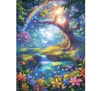 Fée dans la forêt magique 1000 Pièces Puzzle Adulte En Carton Anti-Déchirure Haute Qualité Conte de fées animaux et plantes Très Difficile Anti-Stress Décoration Murale Cadeau Noël Qualité Premium 100