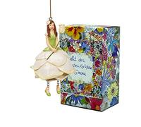 Fée de fleurs pour fille - Blanc - À suspendre - Figurine de fleur - Sculpture de fleurs - Avec boîte cadeau
