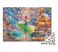 Fée de la Forêt Puzzle 1000 Pièces Papier pour Adultes Scène de Chalet Paysage Nuit Détente Puzzle en Famille 52x38cm/1000pcs