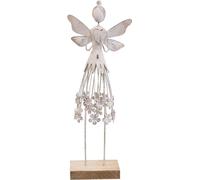 Fée des fleurs Décoration de table Printemps Métal Fée blanche Vintage Shabby Chic Figure d'elfe H30,5cm