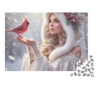 Fée d'hiver avec Le Cardinal 1000 Pièces Puzzle pour Adultes Carton Résistant Anti-Stress Difficile pour Experts pour Collectionner Livraison Rapide 70x50cm/1000pcs