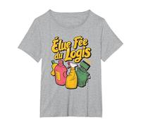 Fée du logis ménage idée Agent de Nettoyage Accessoire déco T-Shirt, Femme Grandes Tailles, Gris Chiné, 5X