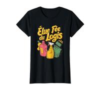 Fée du logis ménage idée Agent de Nettoyage Accessoire déco T-Shirt, Femme, Noir, S