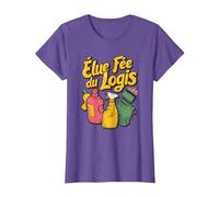 Fée du logis ménage idée Agent de Nettoyage Accessoire déco T-Shirt, Femme, Violet Chiné, M