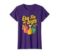 Fée du logis ménage idée Agent de Nettoyage Accessoire déco T-Shirt, Femme, Violet, L