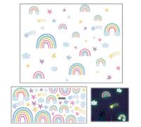 Fée Etoiles Phosphorescentes Plafond Etoile Fluorescente Chambre Enfant Nuages arc-en-ciel Étoiles Points Fluorescente Autocollants Enfants Stickers Muraux Décoration pour Enfants Fille Chambre