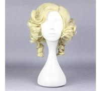 Fée marraine Cosplay perruque cendrillon court bouclé blond or fibre résistant à la chaleur cheveux synthétiques pour adulte taille unique 016G