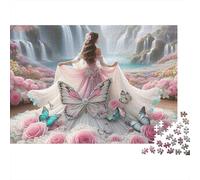 Fée Papillon Puzzle 1000 Pièces Papier pour Adultes Jardin Rose Relaxant Décor Jeu de Puzzle 1000 Pièces 38x26cm/1000pcs