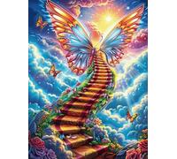 Fée papillon sur un escalier vers les étoiles 1000 Pièces Puzzle Amateur D'Art En Carton Épais Haute Densité Rêve magique de science-fiction Difficile Niveau Expert Décoration Murale Idée Cadeau Anniv