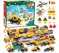 Feebee Calendrier de L'avent Voiture Enfant, 2025 Calendrier de l'avent Voiture Jouet Garcon Fille 3-12 Ans Cadeau Garcon Véhicule Construction Jeux Exterieur Enfant Cadeau Noël Anniversaire