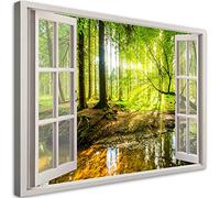 Feeby 1 pièces Impression sur Toile 60x40 cm Nature Forêt Tableau Moderne Tableau Photo Chambre à Coucher Nature Arbre Paysage Vert…