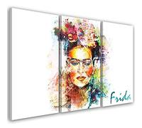 Feeby 3 pièces Impression sur toile 90x60 cm Abstraction Frida Kahlo Portrait Tableau Moderne Tableau Photo Chambre à Coucher Féminisme Artiste Culture Pop multicolore
