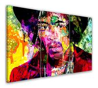 Feeby 3 pièces Impression sur Toile Intissé 60x40 cm Abstraction Portrait Jimi Hendrix Image Moderne Tableau Déco Mural Salle De Séjour Musicien Guitariste Culture pop multicolore