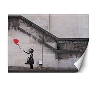 Feeby Banksy Graffiti Papier Peint 368x254 cm Gris Murale Salon Chambre Bureau Cuisine Chambre Enfants Fille Et Ballon