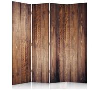 Feeby Décoration Paravent d'intérieur sur toile, 4 parties une face, Planches marron 145x150 cm