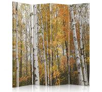 Feeby Frames, Paravent Intérieur, Paravent Toile, Paravent déco, Cloison de séparation, Paravent 2 Faces, 4 Panneaux, 360° (145x150 cm) Arbre, FORÊT, Nature, Paysage, Marron