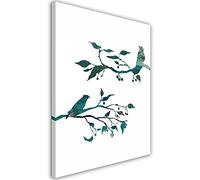Feeby Frames, Tableau Déco, Impression sur toile, Décoration murale, Image imprimée, 30x40 cm, NATURE, OISEAUX, ARBRES, BRANCHES, BLANC, VERT, TURQUOISE