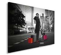 Feeby Frames, Tableau imprimé xxl, Tableau imprimé sur toile, Tableau deco, Canvas 70x100 cm, MODERNE, FEMME, ACHATS, ONE COLOR, NOIR ET BLANC, ROUGE