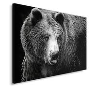 Feeby Frames, Tableau seul panneau, Tableau imprimé xxl, Tableau imprimé sur toile, Tableau deco, Canvas 30x40 cm, OURS, NOIR ET BLANC