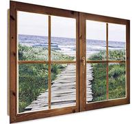 Feeby Image Panneau Déco 3D Illusion Poster Moderne Eau Gras Paysage Nature Vert 90x60 cm